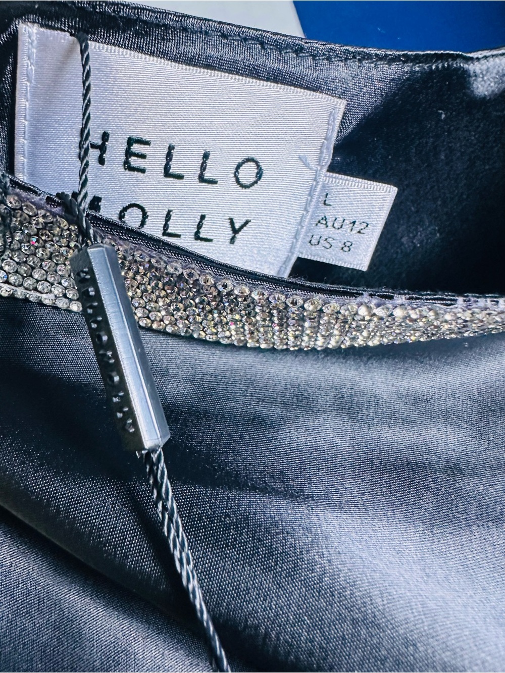 Hello Molly Black One-Shoulder Asymmetric SLEEKEST GIRL MIDI DRESS BLACK L - Picture 11 of 15